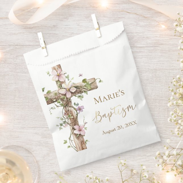 Sacolinha Watercolor Floral Holy Cross Baptism (Cortado)