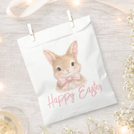 Sacolinha Watercolor Rabbit with Pink Bow| Cute Easter Bunny