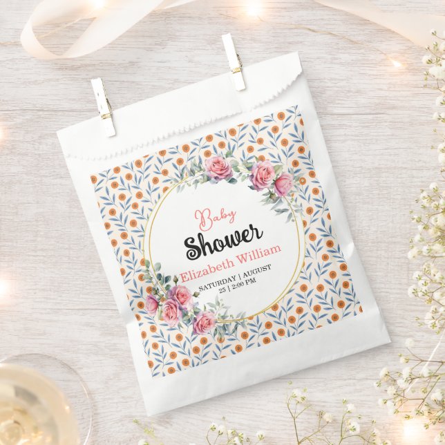 Sacolinha Watercolor Roses & Eucalyptus Baby Shower (Cortado)