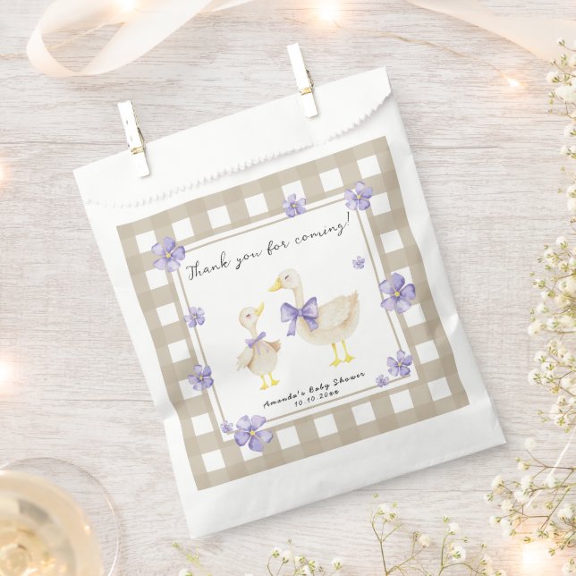 Sacolinha Watercolor Silly Goose Baby Shower Thank You (Cortado)