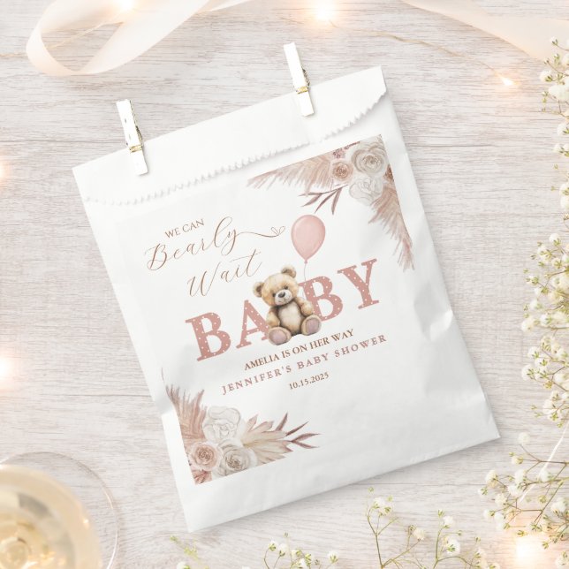 Sacolinha We Can Bearly Wait Boho Pink Teddy Bear (Cortado)