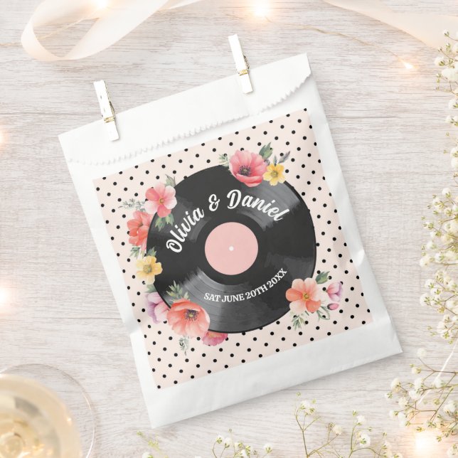 Sacolinha Wedding Favor Registro de Música Bolsas Floral 195 (Cortado)