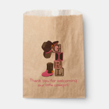 Western Cowgirl Chá de fraldas Favor Bag