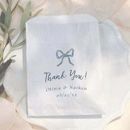 Sacolinha Whimsical Bow Retro Blue Simple Wedding Thank You