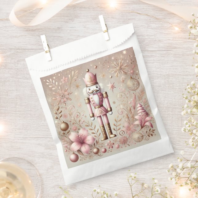 Sacolinha Whimsical Elegant Pink & Gold Pastel Nutcracker (Cortado)