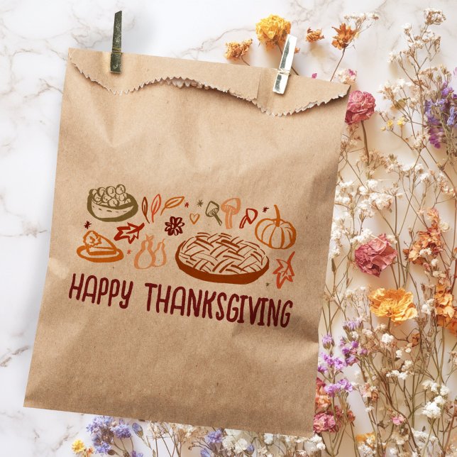 Sacolinha Whimsical Happy Graças, ação de amizade (Whimsical Happy Thanksgiving Friendsgiving Custom Favor Bag
)