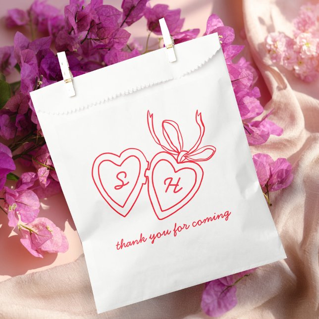 Sacolinha Whimsical Heart Locket Doodle Sketch Modern CUSTOM (Whimsical Heart Locket Doodle Sketch Modern CUSTOM Favor Bag
)