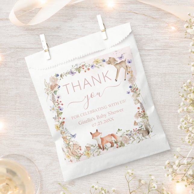 Sacolinha Whimsical Woodland Animals Wildflower Baby Shower  (Cortado)