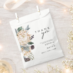Sacolinha White Floral Obrigado Favor Bag