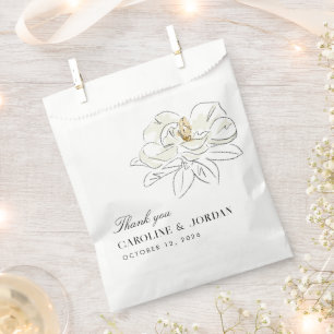 Sacolinha White Magnolia Ilustração Moderna Casamento Mínimo