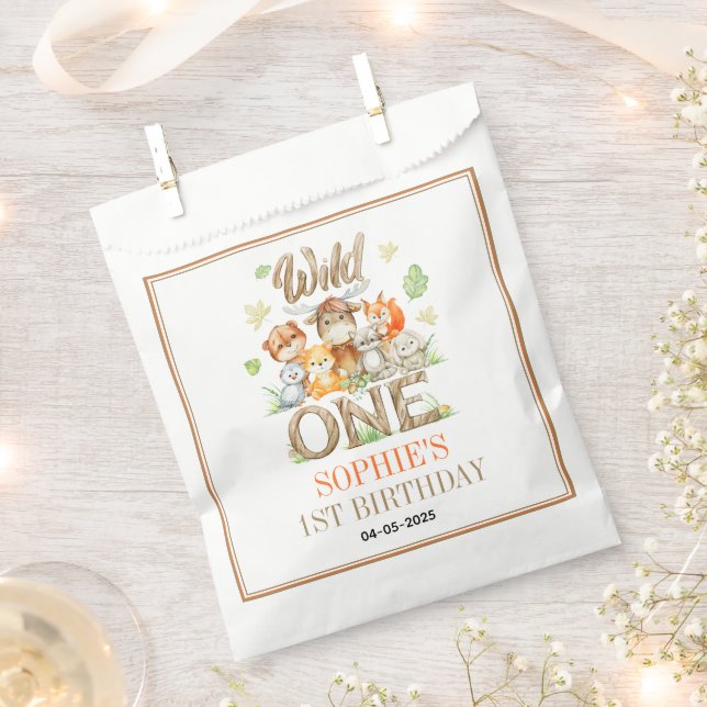 Sacolinha Wild One Animal 1st Birthday Party | Safari Jungle (Cortado)