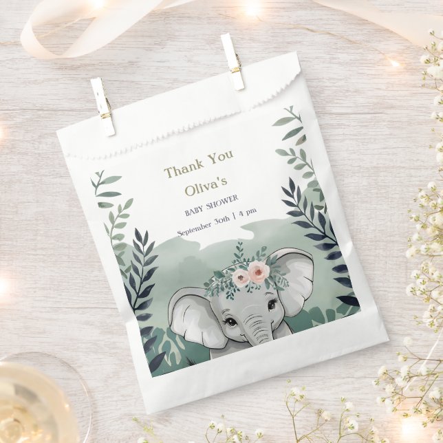 Sacolinha Wild One Safari Elephant Chá de fraldas Favor Bag (Cortado)