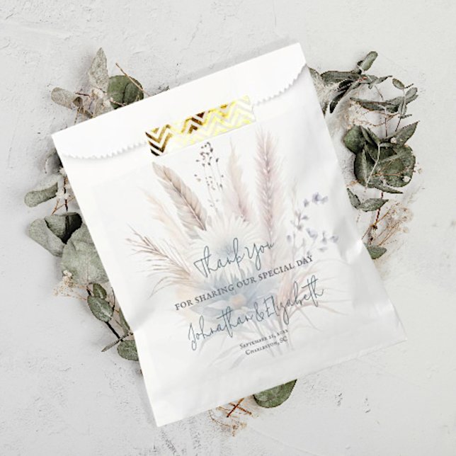Sacolinha Winter Boho Floral | Bag do Favor do Casamento Bra (White Winter Boho Floral Wedding Favor Bags)
