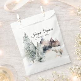 Sacolinha Winter Forest Watercolor Favor Bags