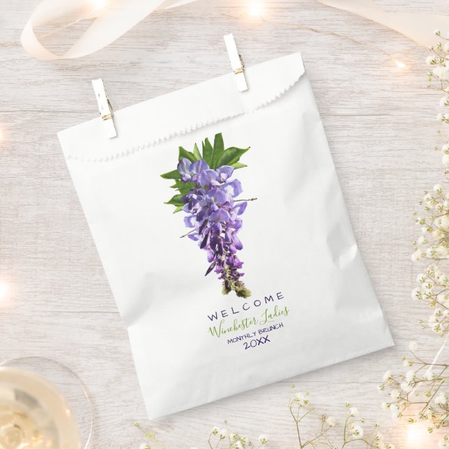 Sacolinha Wisteria Flowers de Boas-Vindas Nome Personalizado (Cortado)