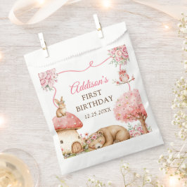 Sacolinha Woodland Animals Girl 1st Birthday Party