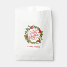 Sacolinha Wreath Verde de Natal Holly Ivy Typografia