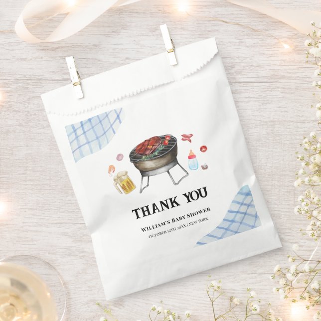 Sacolinha Xadrez Azul - Chá de fraldas Baby Q Country (Cortado)