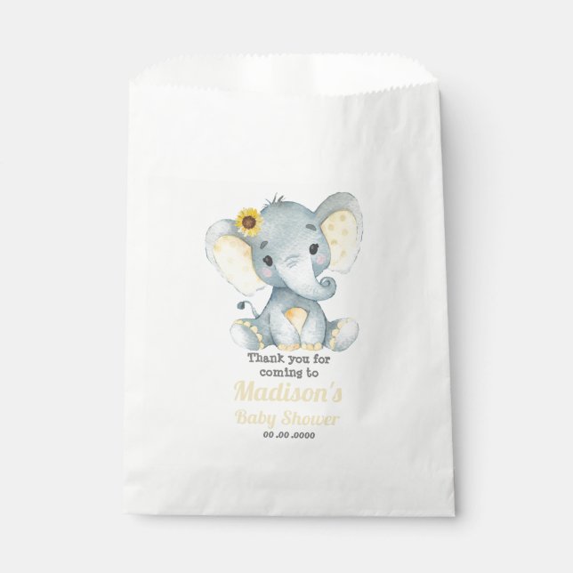Sacolinha Yello Cinza Elephant Favor Bag, Personalize seu te (Frente)