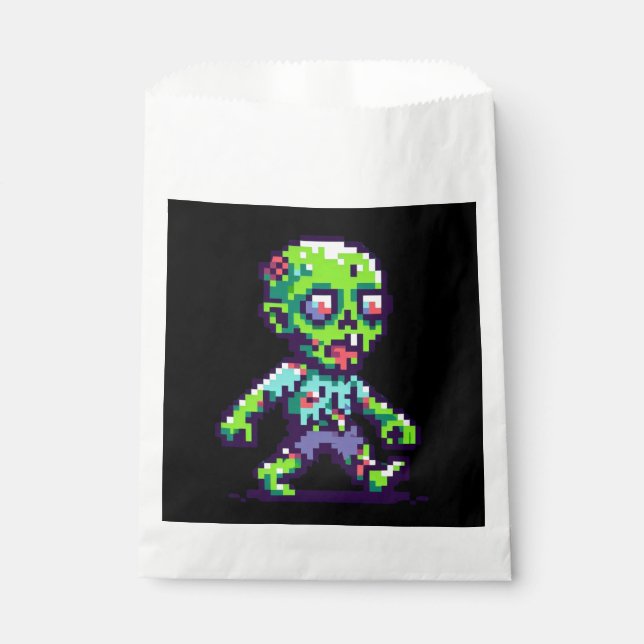 Sacolinha Zombie Halloween engraçado de 8 bits (Frente)