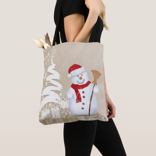 Sacos de Tote das Mulheres de Natal, Snowman (Close Up)