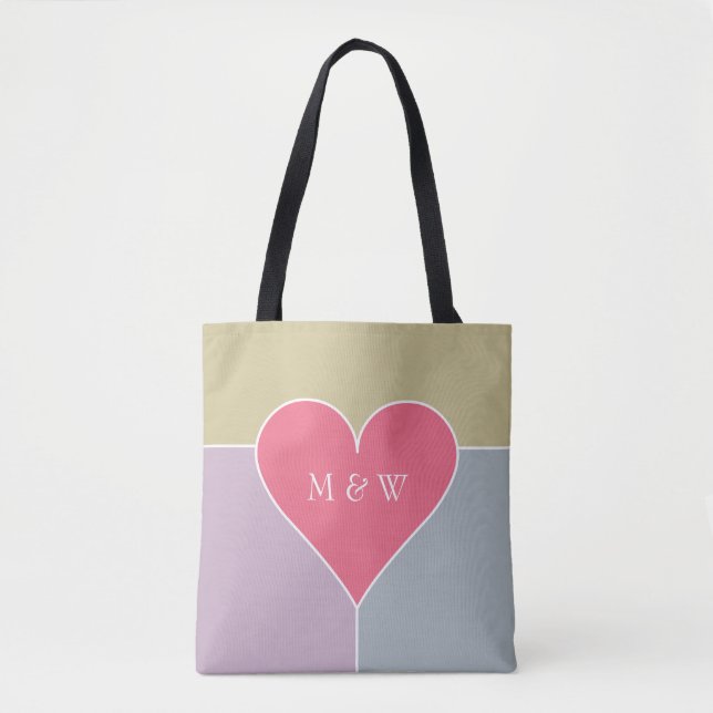 Sacos de tote de monograma personalizado com padrã (Frente)