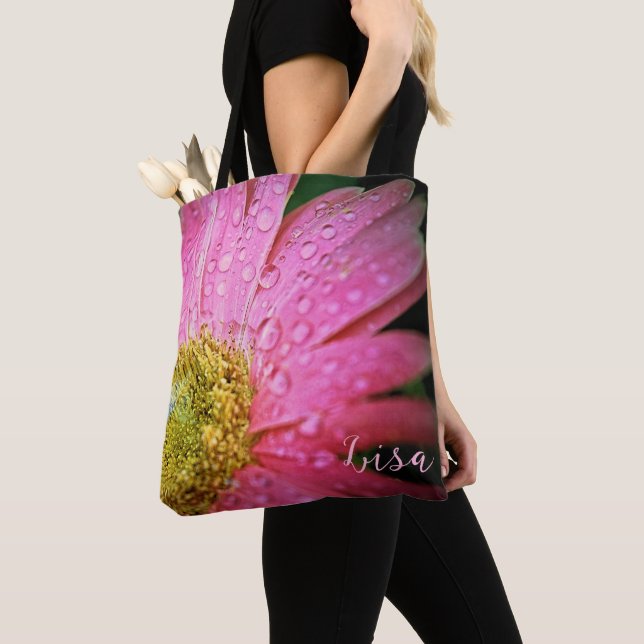 Sacos de Tote Personalizados - Gerbera Daisy Rosa (Close Up)
