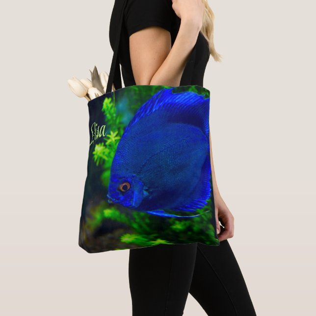 Sacos de Tote Personalizados - Peixe Tropical Azul (Close Up)