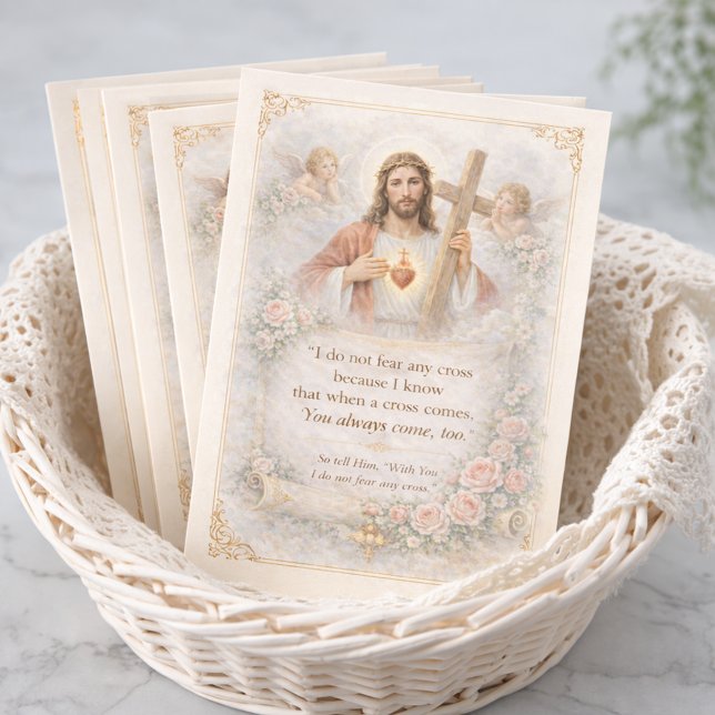 Sacred Heart of Jesus Cross Quote Floral Design (Criador carregado)