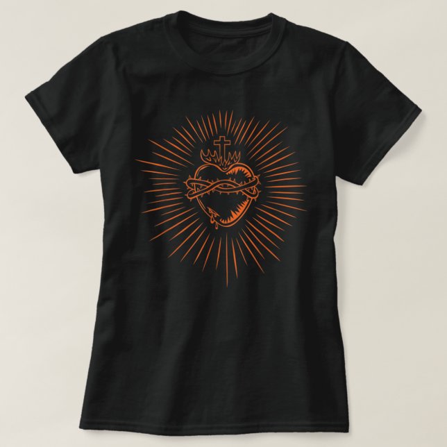 Sacred Heart Of Jesus Devotion Catholic T-Shirt (Frente do Design)