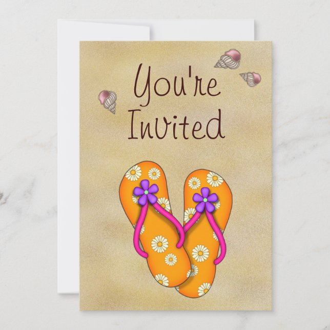 Sacudir Flop and Beach Convite de aniversário (Frente)