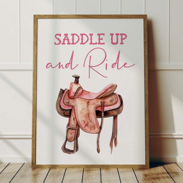 Saddle Up Cowgirl Poster Kids Western Room Decor (Criador carregado)