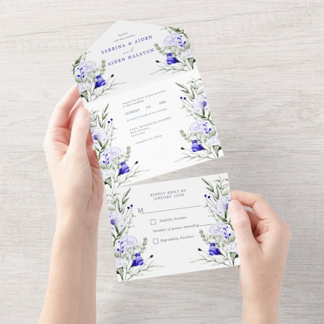 Sade Do Casamento Floral Real De Marfim Azul (Tearaway)