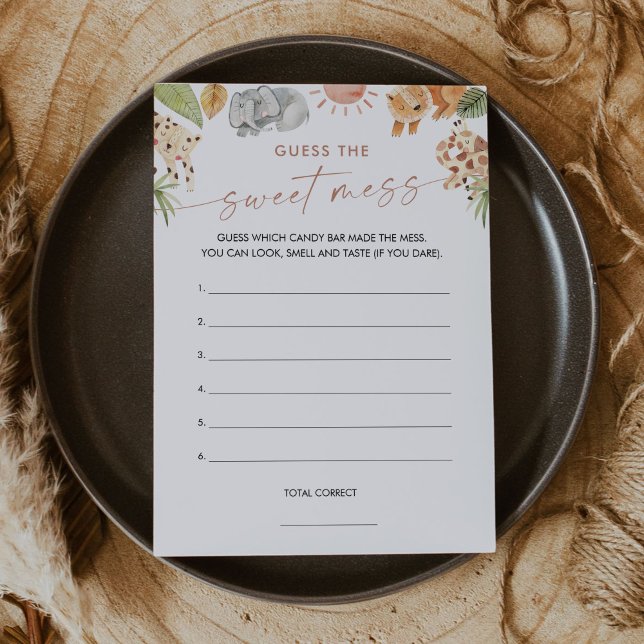 SAFARI adivinha o doce cartão de jogo Mess (Criador carregado)