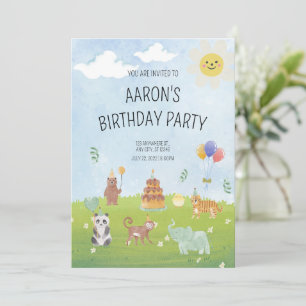 Safari Animal Birthday Convite Greenery Birthda