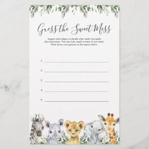 Safari Animal Chá de fraldas Adivinha A Doce Mess