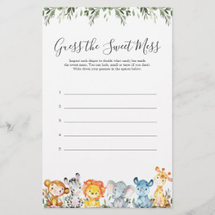 Safari Animal Chá de fraldas Adivinha A Doce Mess