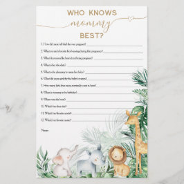 Safari Baby Animal Greenerescência jogo de Chá de