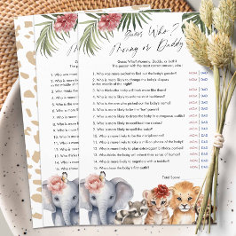 Safari Baby Girl Chá adivinha quem mamãe ou pai