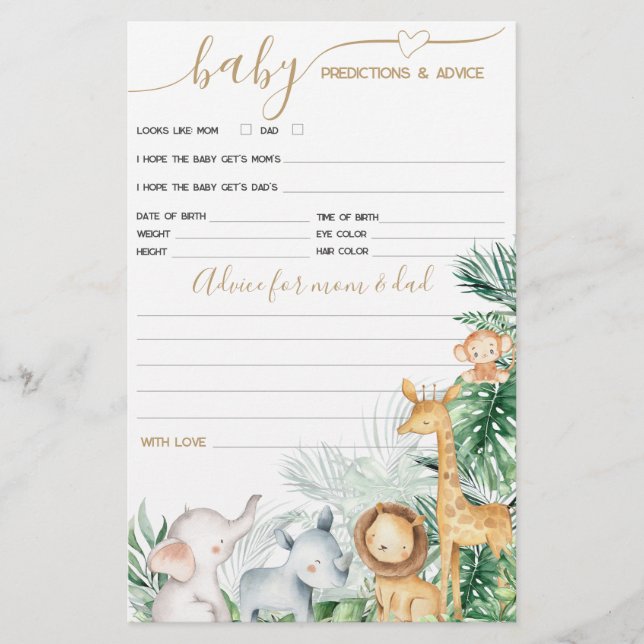 Safari Bebê Animal Greenerescente jogo de Chá de f (Frente)