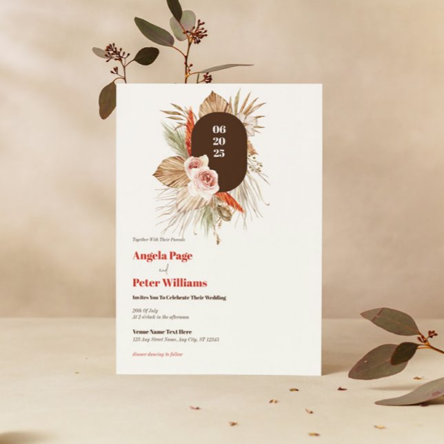 Safari Desert Boho Flowers Convite Para Casamento (Criador carregado)
