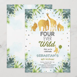 Safari Four Ever Wilthday Convite à Aniversário Ve
