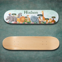 Safari jungle animals kids custom skateboard