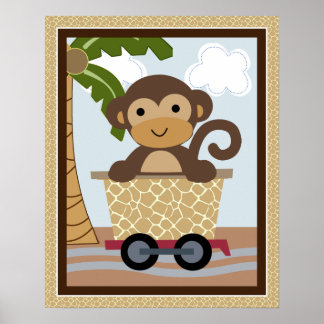 Safari Train Animal Nursery Art Poster