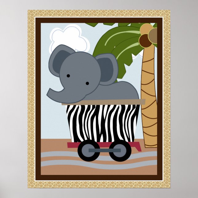 Safari Train Animal Nursery Art Poster (Frente)