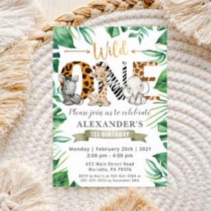 Safari Wild One Convite de aniversário