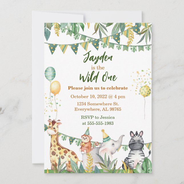 Safari Wild Um Convite De Aniversário (Frente)
