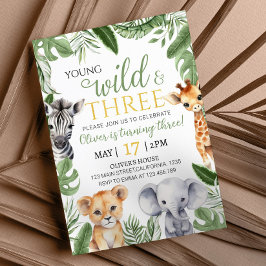 Safari Wild Um Primeiro Convite De Aniversário
