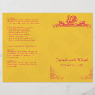Saffron e Pink Peacock Hindu Wedding Program