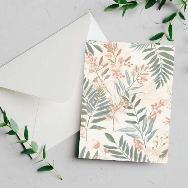 Sage Botanical Blush Leaf Watercolor Pattern Card (Criador carregado)